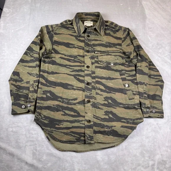 Zadig & Voltaire Defile Womens Tiger Stripe Camo Military Shirt Canvas Jacket XS - Picture 2 of 8
